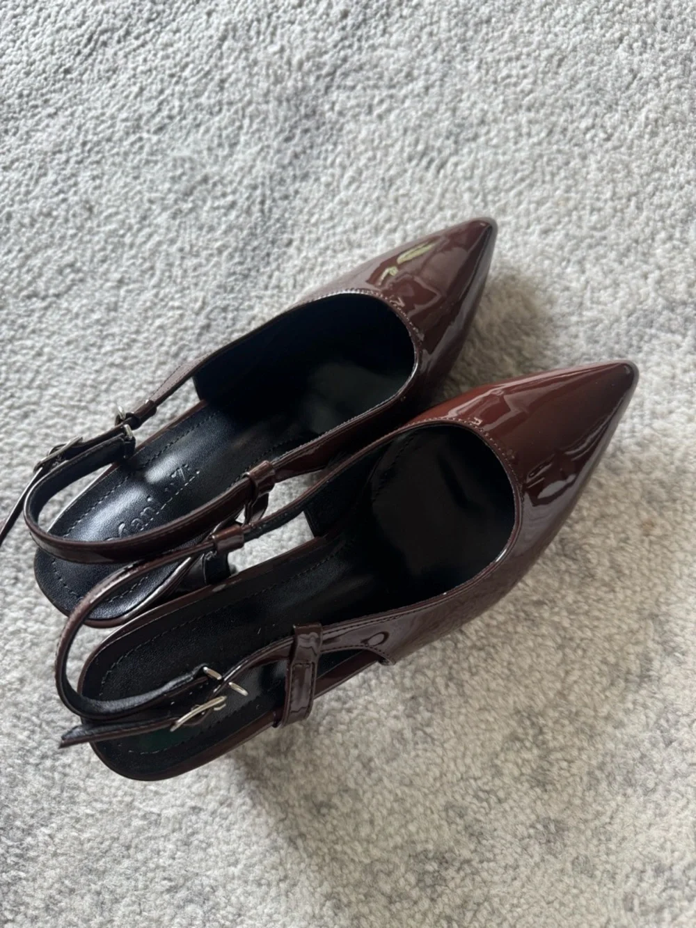 Women's Pointed-Toe Slingback Pumps in Dark Brown Patent